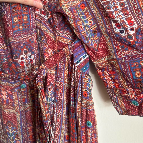 Anthropologie Omina Kimono Midi Dress Red Pattern - Picture 5 of 10